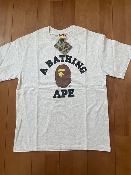 APE 半袖 Tシャツ 男女兼用 ライトグレー L 早い者勝ち