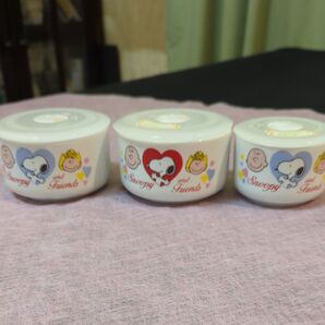 【お値下げ】未使用 スヌーピー レンジ用密封容器 3個セット