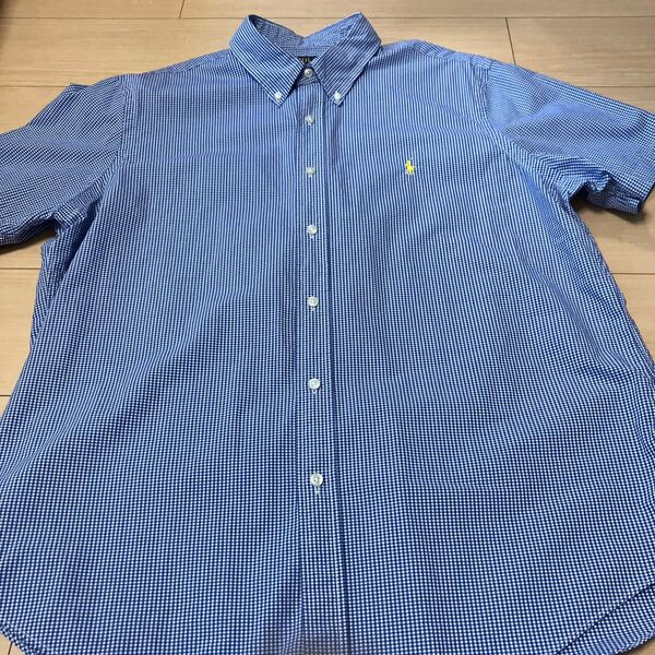 国内正規品 現行QRタグ ポロ ラルフローレン 半袖 ボタンダウンシャツ X L チェック 綿100 Ralph Lauren