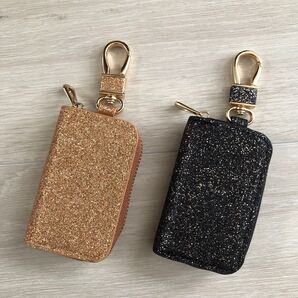キーケース キラキラ キーケース スマートキーケース カラビナ付き ラメ