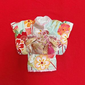 即納 犬の着物 犬用本格振袖着物 XS ミントグリーン 正絹金彩入り 犬服