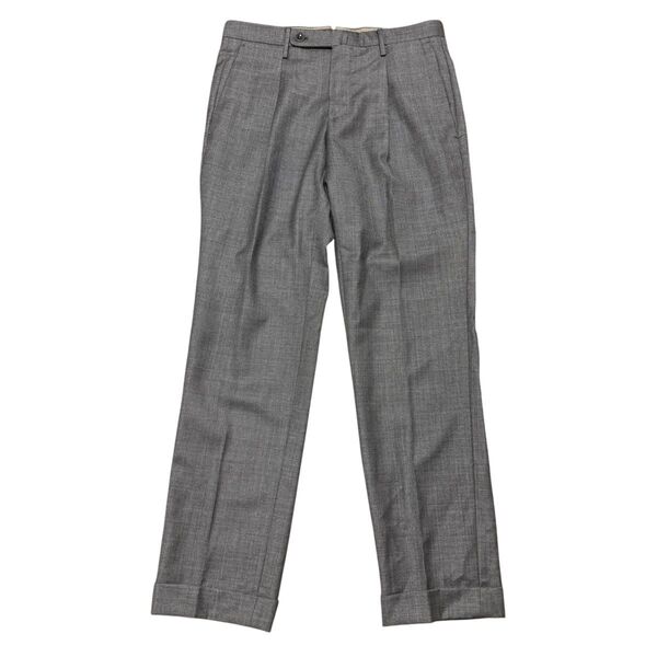 INCOTEX インコテックス SLIM FIT SUPER100'sウールシャークスキン1プリーツテーパードパンツ グレー 42