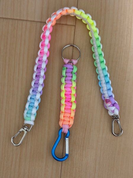 ハンドメイド パラコード ハンドストラップ オマケキーホルダー付き
