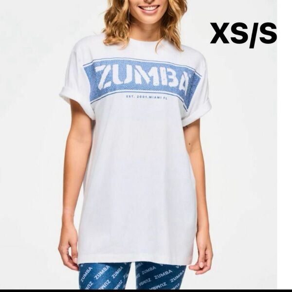 【新品】新作 ズンバ zumba トップス Tシャツ 半袖 メンズ レディース 男女兼用 白 ネイビー ブルー XS/S