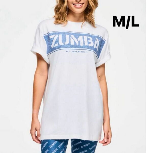 【新品】新作 ズンバ zumba トップス Tシャツ 半袖 メンズ レディース 男女兼用 白 ネイビー ブルー M/L