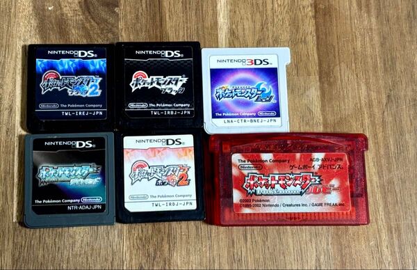 6個セット ポケットモンスター ソフト まとめ売り ルビー、ダイヤモンド、ブラック、ブラック2、ホワイト2、ムーン