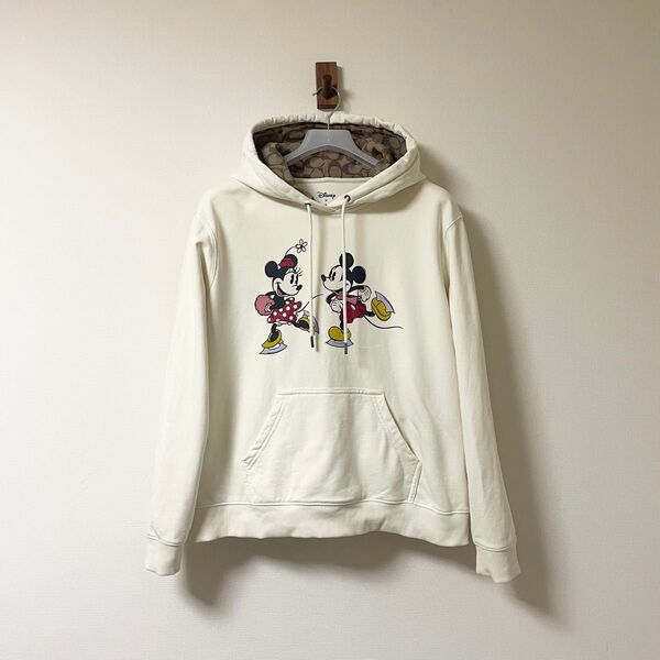 値下げ不可 COACH Disney コラボ シグネチャー パーカー ミッキー ミニー プリント ロゴ アイボリー CL692