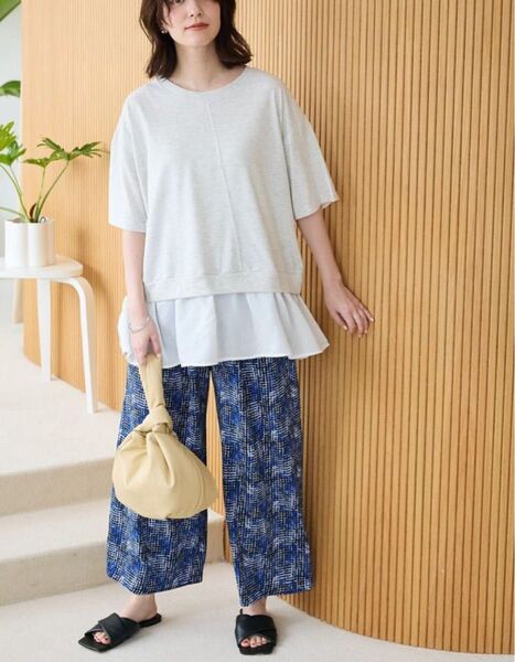 【chocol raffine robe】【新品】裾フリルドッキングプルオーバー カットソー プルオーバー FREE