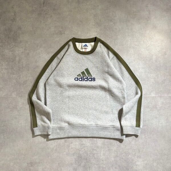 古着 00s adidas Sweat shirt スウェット トレーナー グレービッグロゴ パフォーマンスロゴ アディダス