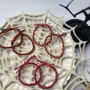 【6本セット】ハロウィンカラー ツイストヘアゴム/オレンジ×パープル×ブラック