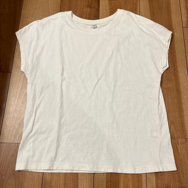 ユニクロ フレンチスリーブ Tシャツ 半袖 カットソー 無地 クルーネック ホワイト 白