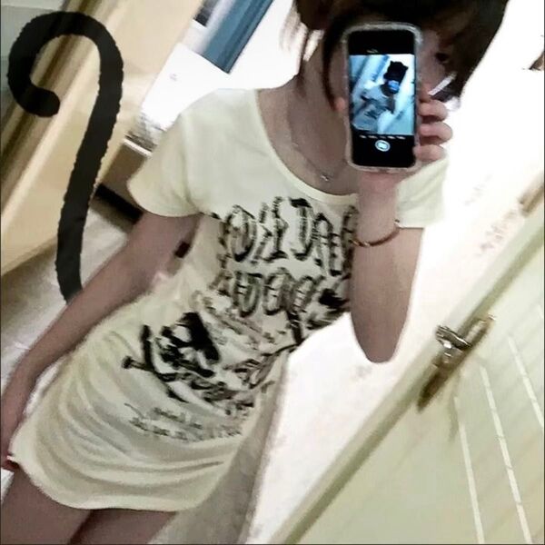 648 Tシャツ Y2K 白 M平成ギャルフェアリーグランジ ダークコア スカルパンク