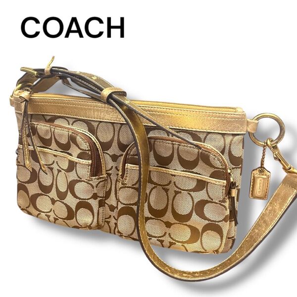 COACH ショルダーバッグ ウエストポーチ シグネチャーキャンバス ベージュ
