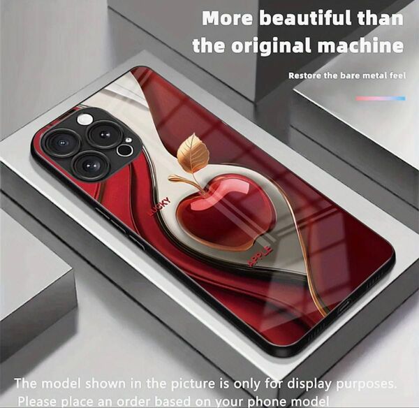 iPhone16Plus アイフォン16プラス 保護 ケース カバー 強化ガラス 防指紋加工 アイフォンにはリンゴが似合いますね