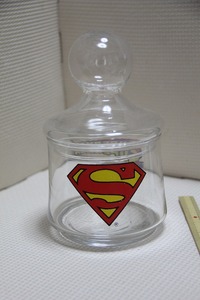 ガラス製 スーパーマン キャンディーポット DC COMICS 1978 検 佐々木硝子 キャンディボトル SUPERMAN ＤＣ コミック キャラクター グッズ