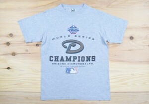 00'sUSA古着 MLB アリゾナダイアモンドバックス ワールドシリーズ Tシャツ sizeSM相当 灰色 グレー 野球 メジャーリーグ Lee アメリカ