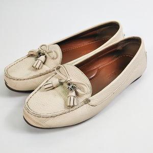  prompt decision COACH 22.5cm rank driving shoes Coach 5.5 C tassel Loafer original leather ivory series lady's 