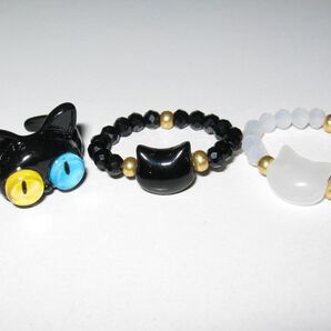 【にゃんこモチーフ リング 3種類】猫 ネコ 指輪 アクセサリー レディース ガールズ かわいい 可愛い 癒やし 癒し系 癒し