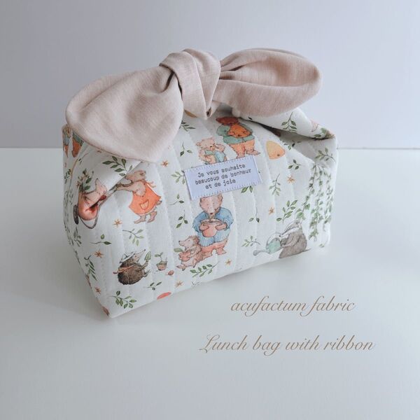 ハンドメイド【保温保冷ランチバック】acufactum fabric 森の動物柄