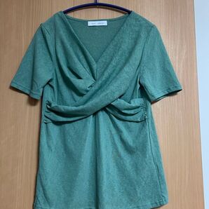 グリーン ラップスタイル 半袖トップス