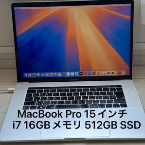 Apple MacBook Pro 15インチ 2018 シルバー i7 16GBメモリ 512GB SSD 最新OS対応