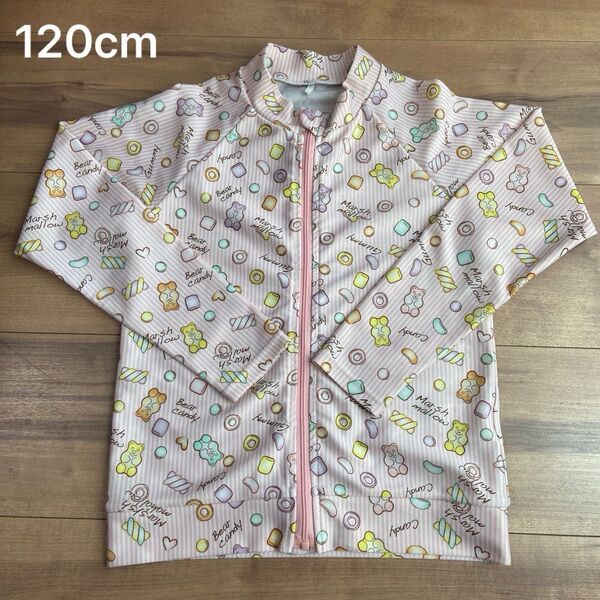 女の子 ラッシュガード 120cm お菓子柄 ピンク