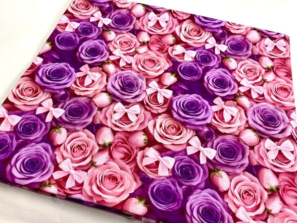 USAシーチング綿生地幅110cm×100cm薔薇花.6531