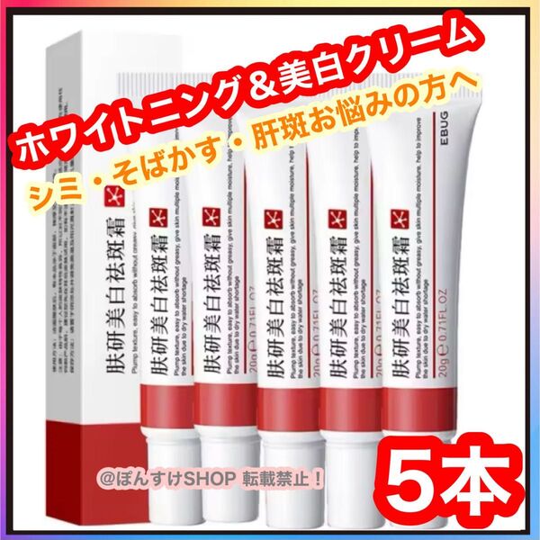 新品 EBUG シミ・肝斑・くすみ ホワイトニング 美白 シミ取りクリーム 5本