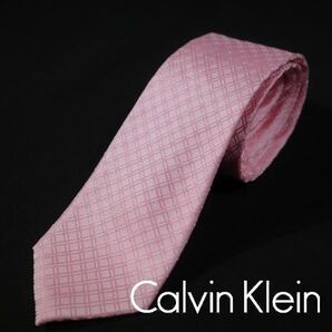 【定価1.3万】CK Calvin Klein⑥ 日本製 シルク絹100%ネクタイ 織柄 ピンク ※1787※1821