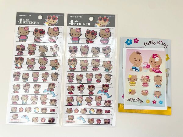 ハローキティ 日焼けキティ ハイビスカス ダニエル シール ステッカー 4サイズ ボンボンドロップ うるちゅる セリア ダイソー