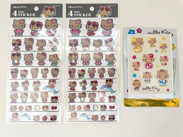 ハローキティ 日焼けキティ ハイビスカス ダニエル シール ステッカー 4サイズ ボンボンドロップ うるちゅる セリア ダイソー