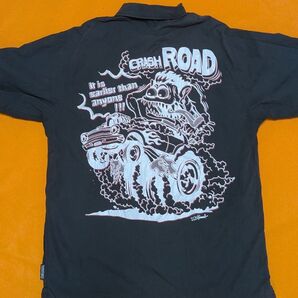 Crash Road ワークシャツ モンスター 車 バックプリント ブラック系 L