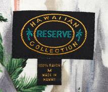 1990s HAWAIIAN COLLECTION RESERVE Rayon aloha shirts M MADE IN HAWAII ハワイ USA製 ヴィンテージアロハシャツ ヤシの木_画像3