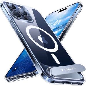 iPhone 15 Pro Max 用 ケース 隠しスタンド クリア