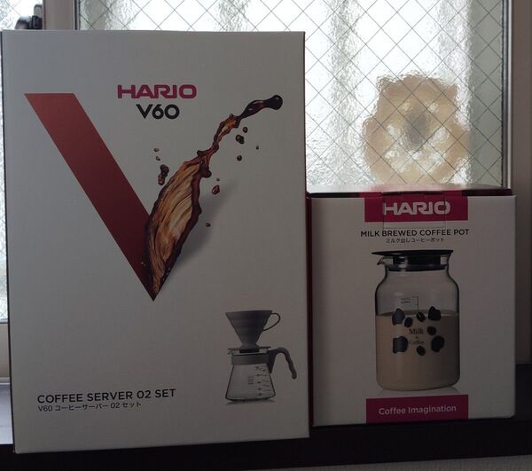 HARIO ハリオ V60 コーヒーサーバー02セット+ミルク出しポット+コルクマット コーヒーメーカー ペーパードリップ