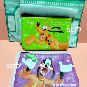 ディズニー パークチケット柄 ポーチ プルート グーフィー ディズニーランド ディズニーシー パークチケット