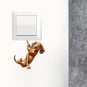 ◆簡単!貼るだけ♪ ダックスフンド ウォールステッカー LA ◆シール6枚付♪