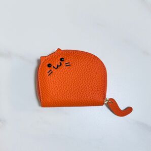 【値段下げ】猫型本革財布 カード入れ 新品未使用