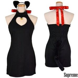 5Lサイズ タイト黒猫ワンピース