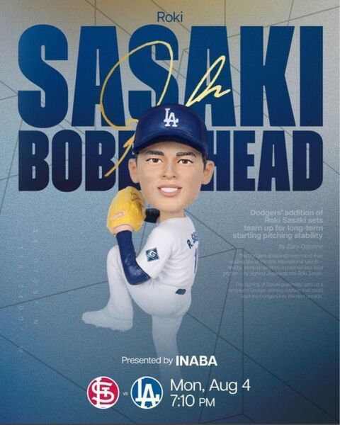 【球場限定】8/4 スタジアム限定佐々木朗希 記念 ボブルヘッドDodgers ドジャース
