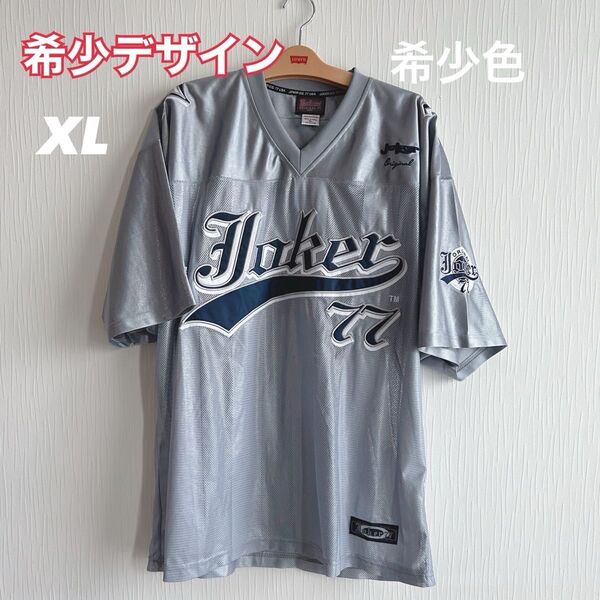 美品 JOKER BRAND フットボールシャツ XL シルバー ジョーカーブランド ゲームシャツ