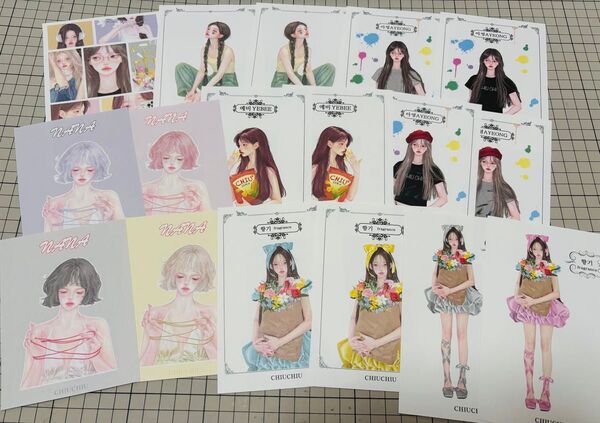 韓国女の子ステッカー CHIU 様 新作 17枚 おすそ分け コラージュ