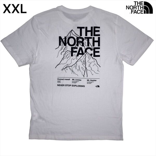 US限定 新品 ノースフェイス XXL グラフィック 両面ロゴ 半袖Tシャツ 白 THE NORTH FACE