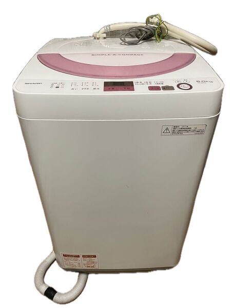 シャープ SHARP 全自動洗濯機 ES-GE6A-P 2017年製 80L 6kg 1人暮らし用 送料込
