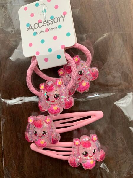 キャッチティニピン ヘアゴム ヘアビン ヘアアクセサリー キッズ おしゃれ 髪飾り 4点