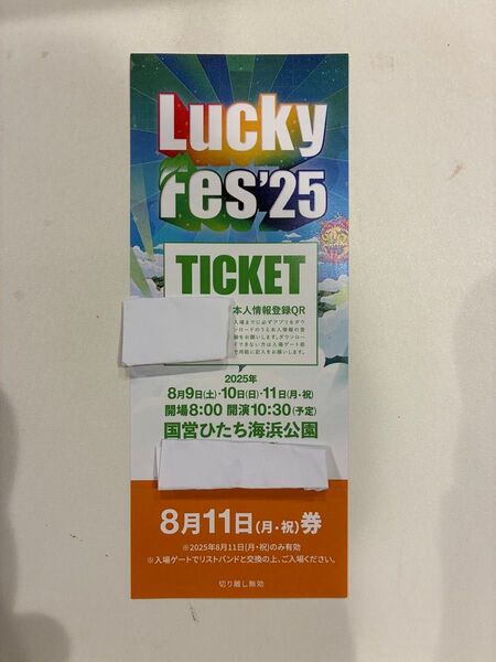 Lucky Fes チケット 8/11(月祝) 入場券 ラッキーフェス NEWS スカパラ 郷ひろみ HYDE