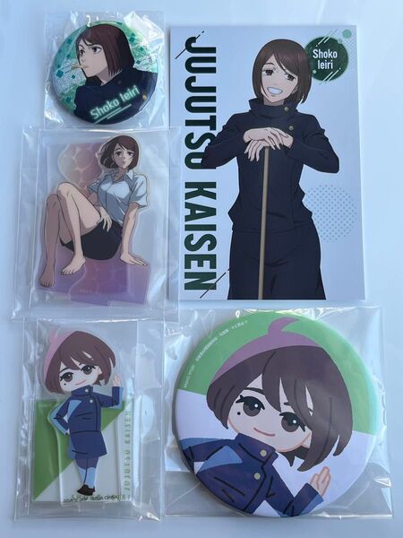 呪術廻戦 懐玉・玉折 家入硝子 5点セット★セガラッキーくじ 明昼の刻・黄昏の刻 アクリルスタンド★缶バッジ★メタルポストカード★