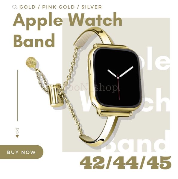 【ゴールド 42/44/45】Apple Watch バンド アップルウォッチ ベルト 42mm 44mm 45mm