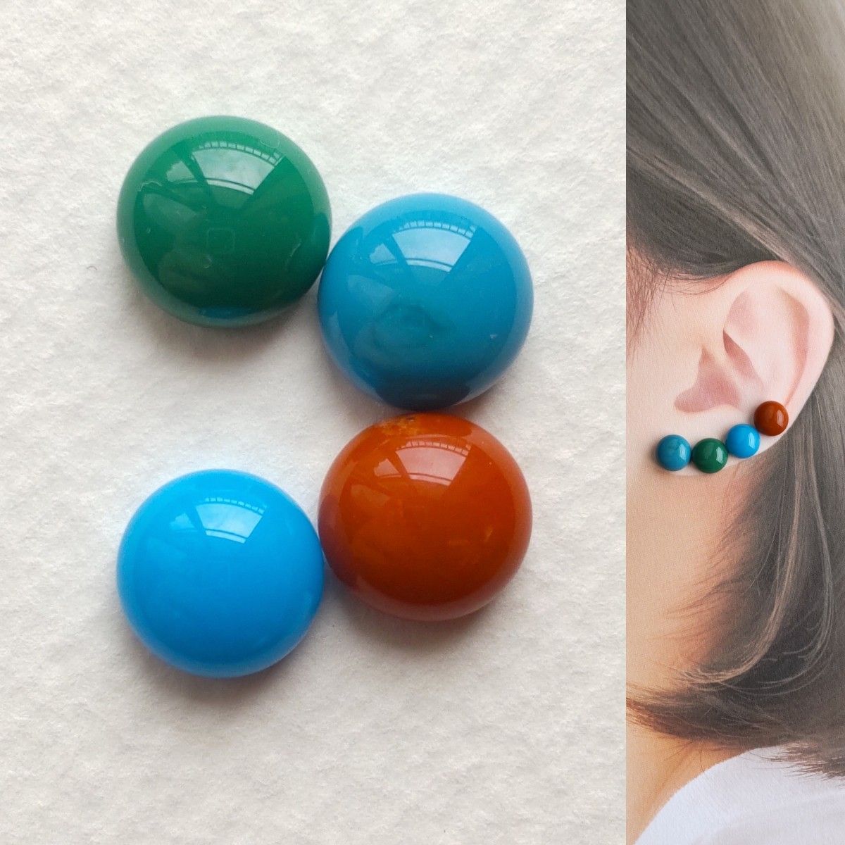 【21G/18G/16G】サージカルステンレスピアス ボディピアス イヤリング 4個 ガラスナギットNo.698