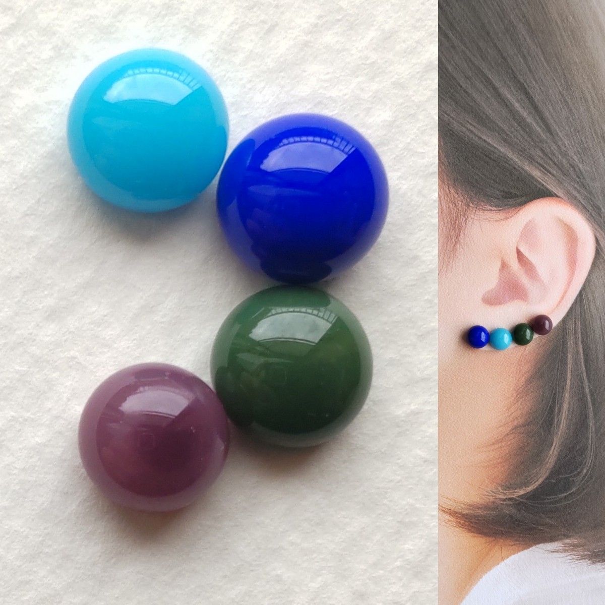 【21G/18G/16G】サージカルステンレスピアス ボディピアス イヤリング 4個 ガラスナギットNo.701